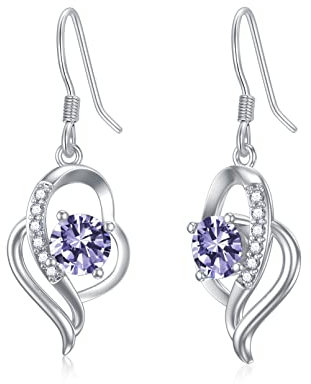 Damen Ohrringe aus 925 Sterling Silber Alexandrit Ohrringe Drop Halo Ohrringe mit Kristallen, edlen Schmuck Geschenk für Frauen Mädchen