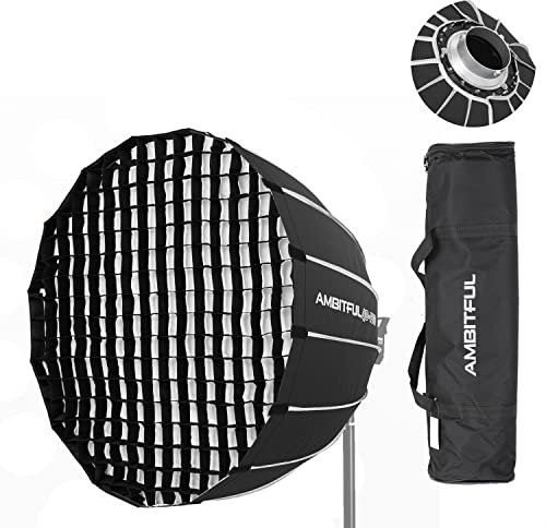 AMBITFUL QD-P70 70CM Schnell ablösende parabolische Tiefe Softbox + Wabengitter für Bowens Mount Studio Flash (AMBITFUL QD-P70+ Honeycomb Grid)