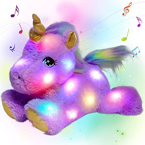 Cuteoy Musical Plüsch Lila Einhorn Stofftier Glowing LED Light-up Nachtlicht Spielzeug Singing Lullabies Geburtstag Weihnachten Plüsch Geschenke für Kinder