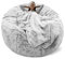 Cookit Sitzsack-Hülle, Stuhlbezug, groß, rund, weich, flauschiger PV-Samt, waschbar, zum Faulenzen, Sofa-Bett-Bezug, Wohnzimmer, Schlafzimmer, Möbel, 150 cm, Schneegrau (nur Bezug, ohne Füllmaterial)