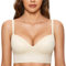 DOBREVA Donna Reggiseno Push Up Senza Ferretto Bralette in Pizzo Coppe Triangolo Pergamena 3C