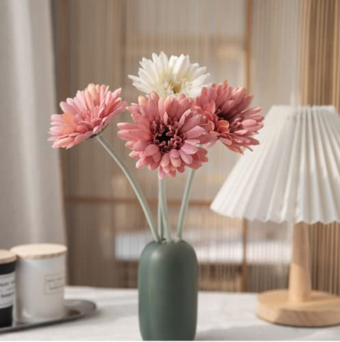 JOSON Gerbera künstliche Gänseblümchen, realistische künstliche Blumensträuße für Braut, Hochzeit, Zuhause, Garten, Party-Dekorationen (8 Stück), Beige, Champagner)