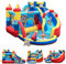 GOPLUS Castillo Hinchable, Inchable Infantil Interior Exterior, Cosido de Material Extra Rueso, Ninos Adecuado de 3 a 12 Años, Con Tobogán, Zona de Salto, Piscina y Rocódromo, 360 x 290 x 200 cm