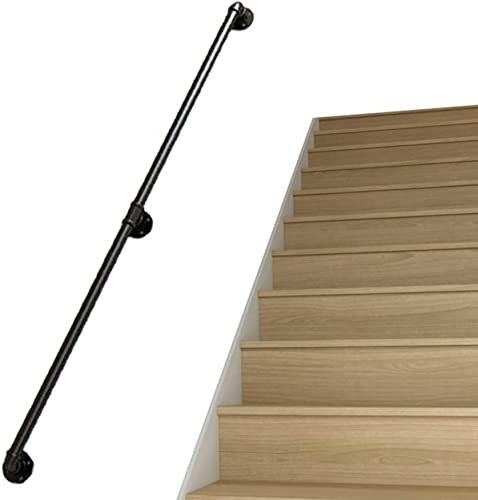 Industrial Stair Handrail Complete Kit | Elderly Staircase Handrails Banister Rail for Home Indoor Outdoor Corridor Loft | Balustrade Railing Wrought Iron