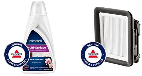 Bissell 1789L Multi-Surface Cleaner for Crosswave and other Multi-Surface Cleaners 1x 1 Litre & CrossWave Filter | Replacement Filter For BISSELL CrossWave Multi-Surface Floor Cleaners | 1866F