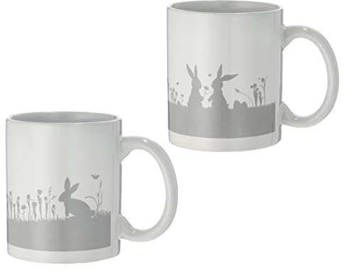 Cepewa - 56307 - Kaffeebecher Set, Becher, Ostern, 2 Stück, weiß, Steingut, spülmaschinengeeignet, Mikrowellengeeignet, 9,5cm x 8,2cm
