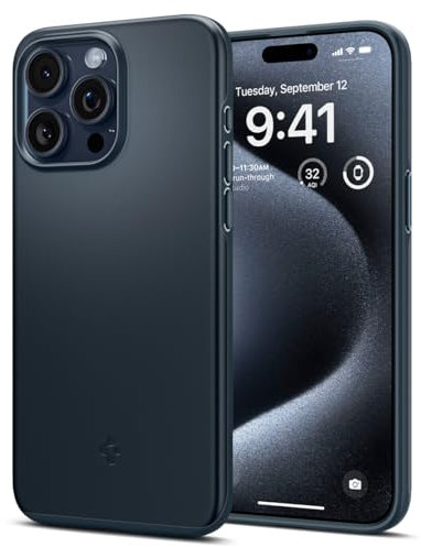 Spigen Thin Fit Hülle Kompatibel mit iPhone 15 Pro -Metal Slate