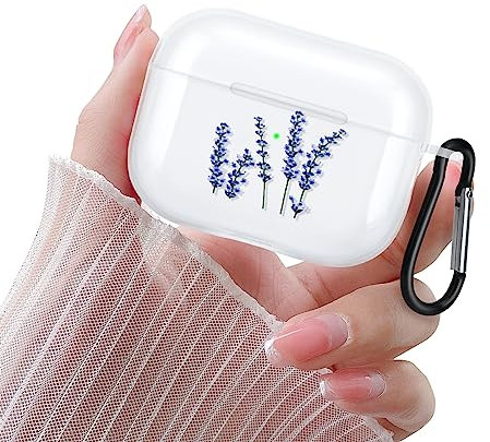 Newseego Airpods Pro 2 Hülle für Mädchen Frauen, Süßes Blumendesign Airpods Pro 2. Generation Hülle mit Karabiner, Transparent Weiches TPU Stoßfeste Schutzhülle für Airpods Pro 2 (2022) – Blume 3