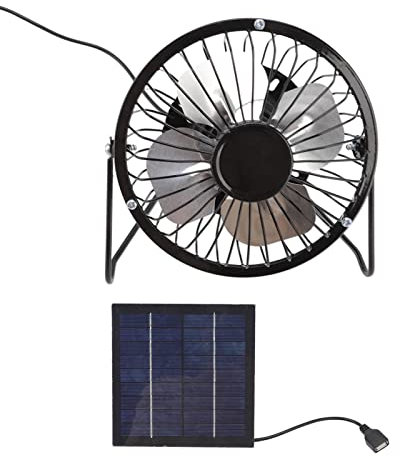 Natudecola di Ventilazione Solare USBla di Raffreddamento Alimentata da Pannello Solare Ventilatore Portatile con Pannello Solare Fotovoltaico per Serre da Campeggio RV