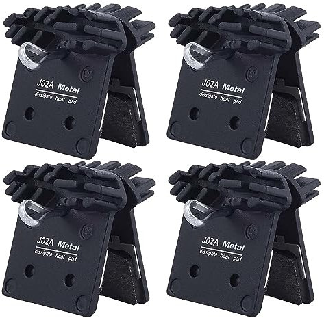 4 Paar J02A Metall Scheibenbremsbeläge mit Kühlflosse, kompatibel mit Shimano XTR M9000/DEORE XT M8100/DEORE XT M8000/DEORE XT M780/SLX M7100/SLX M7000/SLX M670/SLX M660/DEORE M6100/DEORE M5100 32 DE