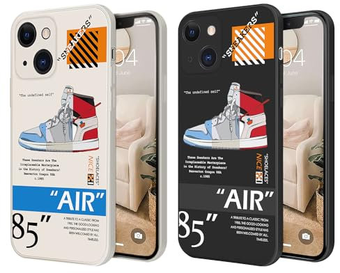 YIHOINGLSS 2 Pack Cool Shoes Compatible with iPhone 15 Case,Sports Design Slim TPU Case with Camera Protection,Boys Girls Black and White 6.1inch