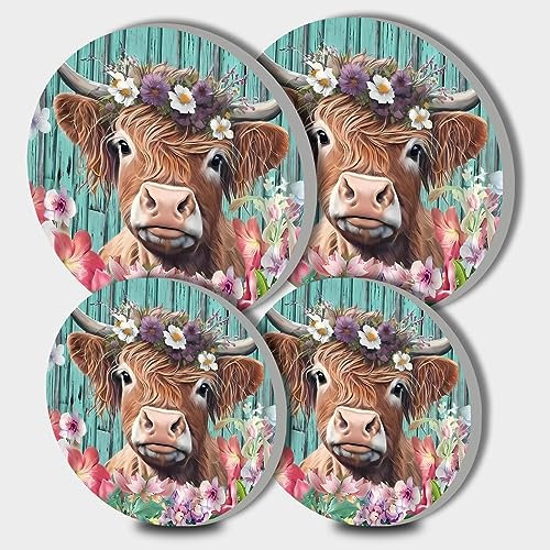 Walarky Lot de 4 cache-plaques rondes en forme de vache avec couronne pour cuisinières, brûleurs supérieurs à gaz, accessoires de table de cuisson, décoration décorative