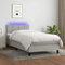 Festnight Polsterbett 100 x 200 cm Bett mit Matratze und LED Bett Komplett Polsterbett mit LED Boxspringbett Bett mit Lattenrost und Matratze Hellgrau-Block mit Quadraten 100 x 200 cm