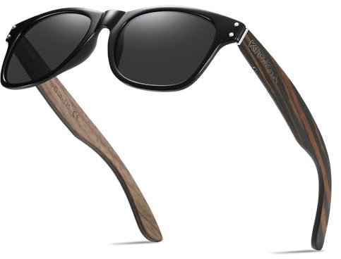 KITHDIA Holz Sonnenbrillen Polarisierte Sonnenbrille,Herren Damen Polarisierte holz brille,Polarisierende Brillengläser mit UV400-Schutz S8001