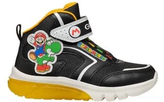 Geox J CIBERDRON Boy J Sneaker, Black/Yellow, 29 EU