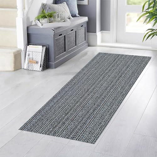 YANHONG Läufer Teppich Lang Flur 100 x 130 cm Anpassbar rutschfest Velours Vor Dem Waschbecken Küchenteppiche mit Anti-Rutsch Unterseite für Drinnen und Draußen, Blau B