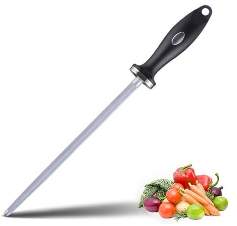 Fubinaty Manual Knife Sharpener 12 Kitchen Knife Sharpener High Carbon Steel Superfine Draw 3000 Grit Professional Sharpening Steel Stick Honing Rod with Hanging Hole for All Knives