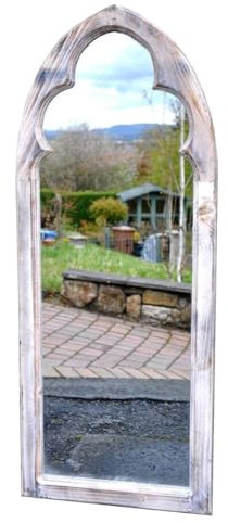 Gardenesque Wooden Arch Wall Mirror, H100cm Weatherproof Outdoor and Indoor Wall Decor, Large Stylish Design, H100cm x W40cm