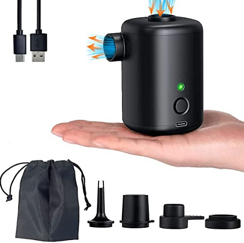 Portable Air Pump, Mini Air Pump, 4000mAh Rechargeable Battery Air Pump for Children's Pools, Mini Airbed Pump with 4 Nozzles for Pool Floats Air Bed, Air Mattress, Swimming Ring, Vacuum storage bags