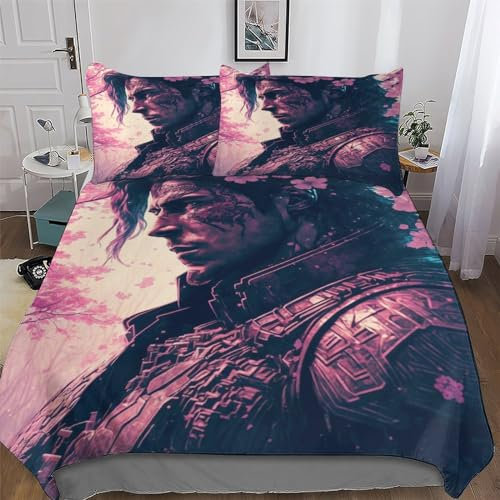 PAZZK Ninja Bettwäsche & Kissenbezug - Bettbezüge Aus Atmungsaktivem Mikrofaser, Superweiches Bettbezug Set 3teilig, Angenehme Bettdeckenbezug King (220x240cm)
