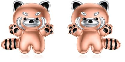 HARMONY BOLA Rote Panda Ohrringe 925 Sterlingsilber Rote Panda Ohrstecker Tierschmuck für Frauen Mädchen Geburtstagsgeschenke