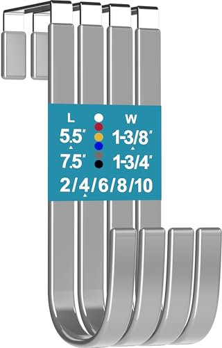 Türhaken zum Aufhängen, 4 Stück, 14 cm, grau, für 3,5 cm große Türen, Kunststoffbeschichtung, Kranz, Türaufhänger, Haken zum Aufhängen von Bügelbrett, Handtuchhalter, Badezimmer, Schrank, Kleidung,