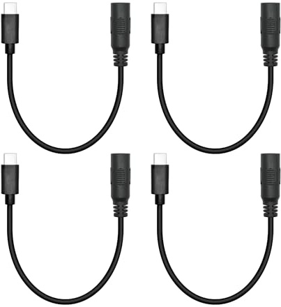 4Pcs Short DC 5.5mm x 2.1mm to USB C Power Cord 6inch, DC 5521 Female to USB Type C Male Plug 5V 3A Power Charging Cable Extension Cord, for Small Fan, Bedside Lamp Etc Other USB Type C Equipment
