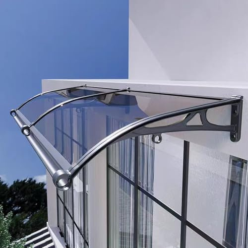 Vordach Haustürvordach,Aluminium Vordach für Haustür Tragkraft 300KG,Pultbogenvordach,Pultvordach,Breite 60/80/100/120/150 cm optionale,für Draußen Sonnenschutz Regenschutz (80x250cm/32x98)