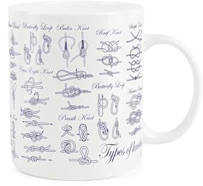 Sailing Knots Mug - Blue & White Scouting/Camping & Fishing Gift - Tea/Coffee Bone China Cup Present