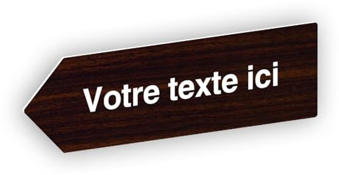 Flèche directionnelle gravée autocollante personnalisable, Plaque signalétique orientation Gauche – bois - format 20x6
