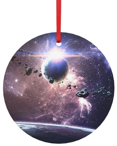 Runde Aluminium-Anhänger Erde und Mond, festlicher Baumschmuck, leichte Urlaubsdekoration