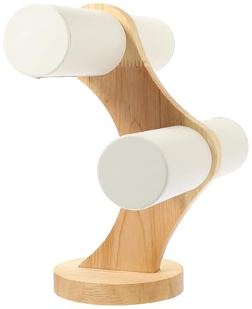 BESTYASH Zweistufiger Uhrenständer aus Leder und Holz für Damen und Herren | Weiß, Antirutsch Ausführung, zur Präsentation von Armbändern und Uhren, Kompakte Vitrine