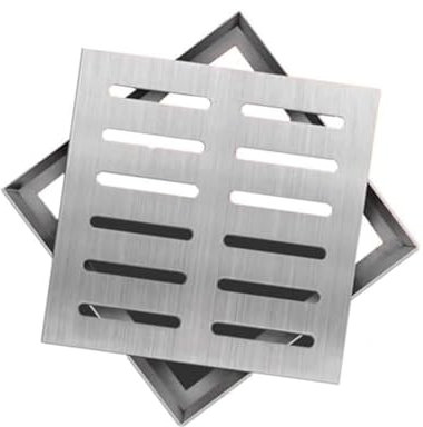 MEISO Copertura di Scarico per Esterni, in Acciaio Inossidabile 304 con Base, Kit di Copertura per Scarico, Quadrato per Scarico a Pavimento, Griglia di Scarico per Esterni (25x25x2cm)