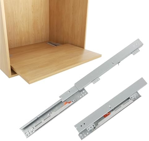 Undermount Drawer Slide Bottom Mount Pull Out Shelf Slides Full Extension Soft Close Base Mount Slide Out Drawer Track Shelf Slider Rail for Cabinet Tray Kitchen Pantry Drawer Trash Can Hardware