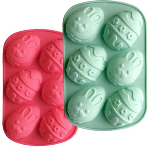 2 Stück Ostern Ei Backform, Silikon Pralinenform, 3D Bruchbare Riesen Eier Schokoladenform, Osterei Backformen Schokoladenform, Backform Osterhasen, für Osterdekorationen, Süßigkeiten, Dessertbacken