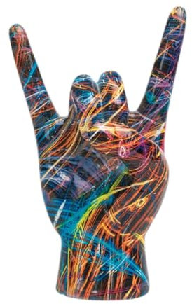 Fenteer Rock on Hand Geste Statue Tabletop Ornament Geschenk Sammlerstück Home Dekoration Kreative Skulptur Harz Figur für Schlafzimmer, Style B