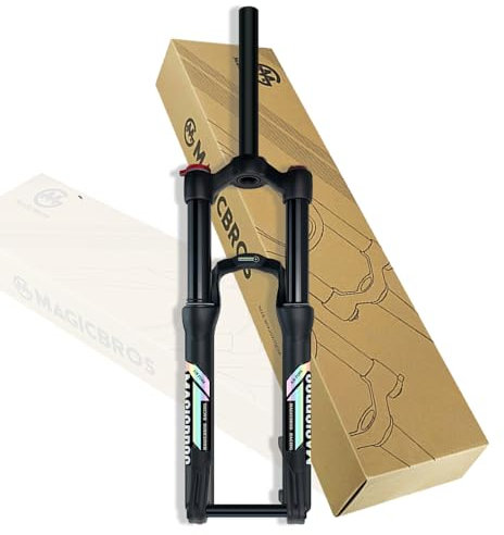 HTDRE 24in Air Suspension Fork Travel 120mm Thru Axle 15x100mm 20IN Mountain Bike Fork Travel 90mm Aluminum Alloy BMX/Folding Bike Fork 28.6mm Straight Tube Disc Brake(24in)