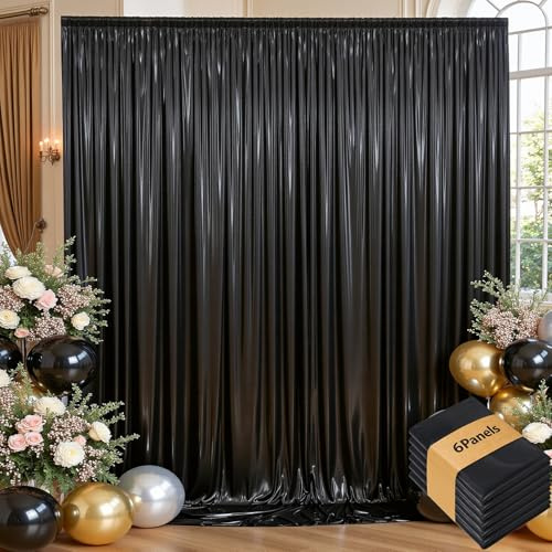 leegleri Glitzer-Hintergrund, Vorhang für Partys, faltenfrei, funkelnd, Fotohintergrund, 6 Paneele, 1,5 x 3 m, schimmernder Hintergrund, für Hochzeit, Geburtstag, Fotografie, Hintergrund, 9 x 3 m