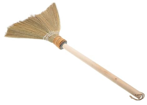 BESTYASH Handgefertigter Miscanthus Geflechtbesen Mit Abnehmbarem Stiel Weicher Besen FüR Wohnzimmer KüChe Schlafzimmer Effektive Staubentfernung Und Leichte Reinigung