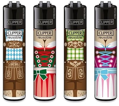 Clipper Feuerzeuge Bayerische Tracht (FFX - Limited Edition, 4er Set), Sonderserie 2025