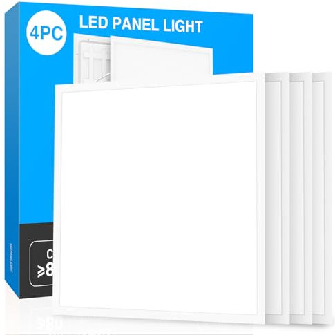 Oscilunaria LED Panel 60x60 (4 Stück) Deckenleuchte, LED Deckenpanel Rasterleuchte, CCT 3-in-1 Farbtemperatur & Lumen wählbar, blendfrei UGR≤23, 50.000+ Std. Lebensdauer, IP44 (4 Stück)
