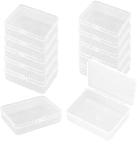 WYAN 12 Pcs Transparent Boxes, Bead Storage Box, Containers Rectangle, Box Case with Flip-Up Lids, Storage Containers, for storing jewellery, crafts, beads and small items