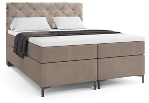 VLR BEDS Boxspringbett mit Bettkasten Sevilla Plus (Beige, 140 x 200 cm)