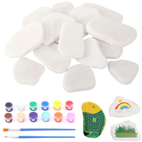 XTUDOU® 14 Stück Steine zum Bemalen, 3-8cm GroßE Dekosteine, Kieselsteine zum Bemalen, Flache Steine, für Vase, Gartendekoration