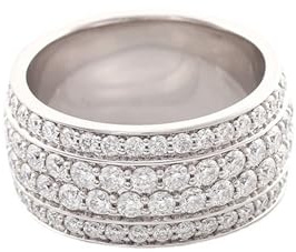 Wycian Ring Schmuck Männer Ringe Silber für Damen 18 Karat Weißgold Moissanit Eternity Round mit Moissanit Größe 58 (18.5) Beliebt für Frau Thanksgiving Personalisierbar