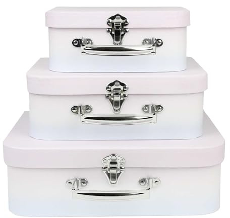 Emartbuy Pink Blue Ombre Suitcase Gift Boxes Set of 3 – Prebuilt Cardboard Style with Metal Handle & Clasp – Decorative Organizer for Gifting & Storage – 30.2×21.9×9.5/25×18.8×8.8/20.2×16×8.2 cm | Prebuilt Cardboard Design with Metal Handle & Clasp, Perfect for Hampers, Anniversaries, Keepsakes & special celebrations