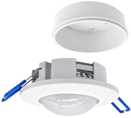 Bewegungsmelder Decke Innen, Unterputz & Aufputz Montage, Präsenzmelder mit Einstellbarer Zeit 10s–10min, Reichweite 6m/360°Infrarot Sensor, Lichtempfindlichkeit 2–2000 Lux, LED bis 600W