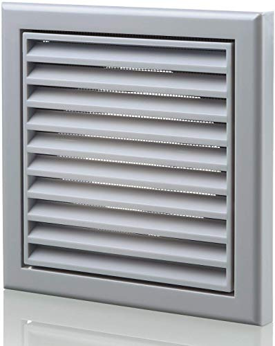 Blauberg 100mm Slate Grey External Wall Vent Grille with Fly-Screen – Slimline Fixed Louvre Cover for Bathroom Toilet Shower Extractor Fan, Tumble Dryer, Kitchen & Outdoor Ventilation