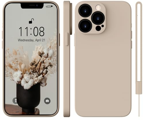 WXX Silicone Case for iPhone 13 Pro, Thin Slim Mobile Phone Case with Microfibre, Scratch-Resistant All-Round Protection Case for iPhone 13 Pro 6.1 Inch Khaki