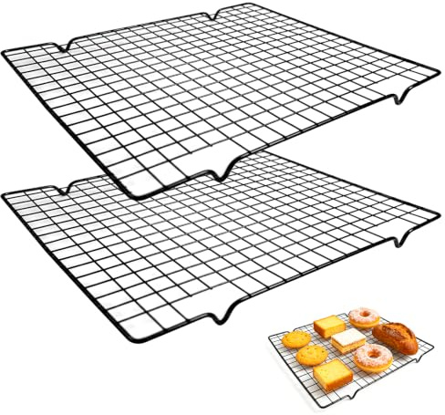 2 Pezzi Gratella per Dolci, Griglia Rettangolare per Pasticceria(40x25x2cm) | Griglie da Forno in Acciaio Inox, Griglia Forno Universale di Raffreddamento per Panificazione Grigliare Raffreddare Pane